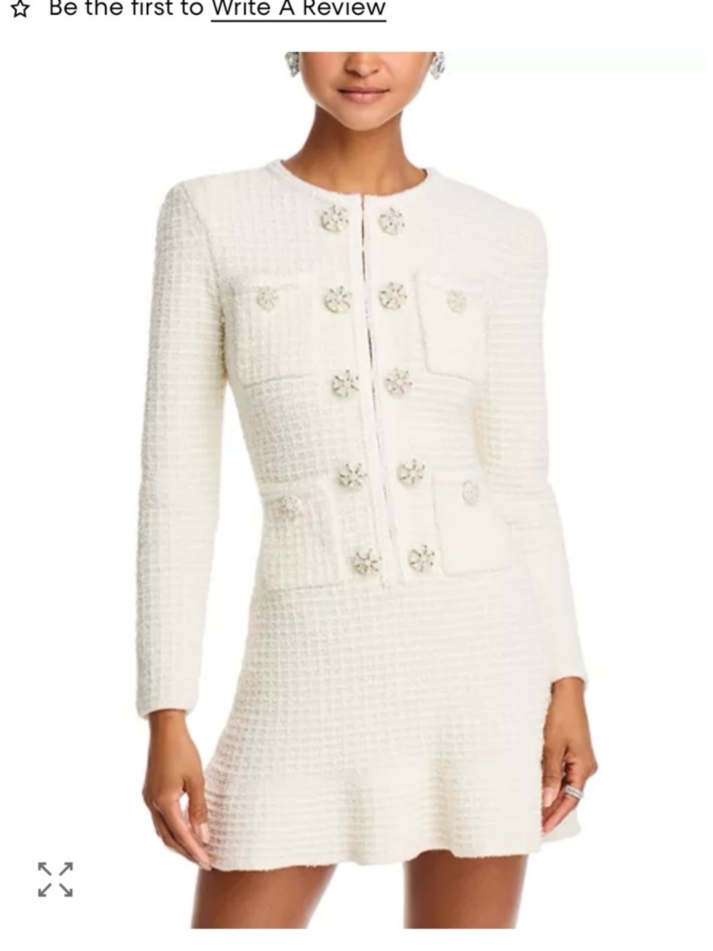 Self-Portrait Tweed Long Sleeve Mini Dress